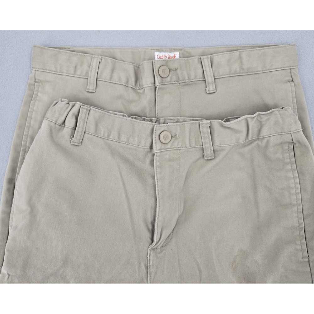 Cat & Jack Pants Boys 14 Husky 2 Pairs Straight Fit Back to School Uniform Tan
